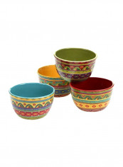 4-Piece Ice Cream Bowl Set Red/Green/Blue 5.25inch