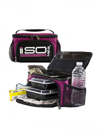 4-Piece Stackable Meal Prep Containers With Insulated Lunch Bag Cooler Fuchsia/Black Accent