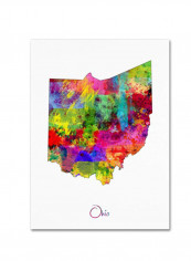 Ohio Map Wooden Framed Wall Art multicolour 11 x 11inch