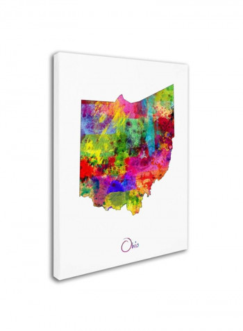 Ohio Map Wooden Framed Wall Art multicolour 11 x 11inch