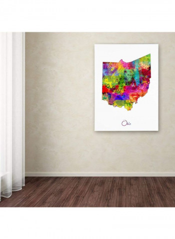 Ohio Map Wooden Framed Wall Art multicolour 11 x 11inch