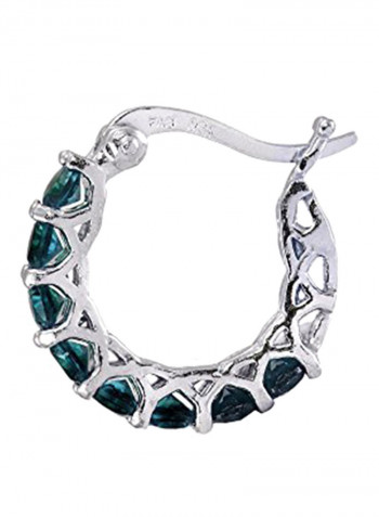 925 Sterling Silver Topaz Studded Hoop Earrings