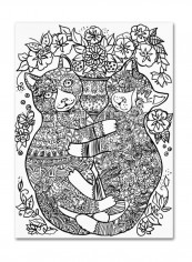 Garden Cats Canvas Wall Art Green 14 x 19inch