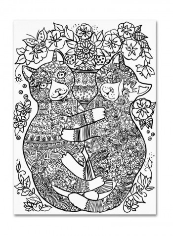 Garden Cats Canvas Wall Art Green 14 x 19inch
