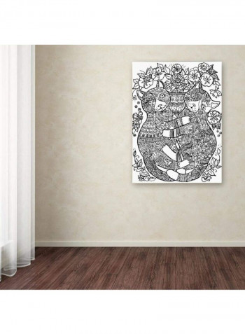 Garden Cats Canvas Wall Art Green 14 x 19inch