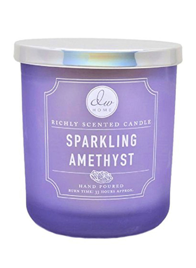 Richly Scented Candle Sparkling Amethyst Frosted Glass Jar With Lid