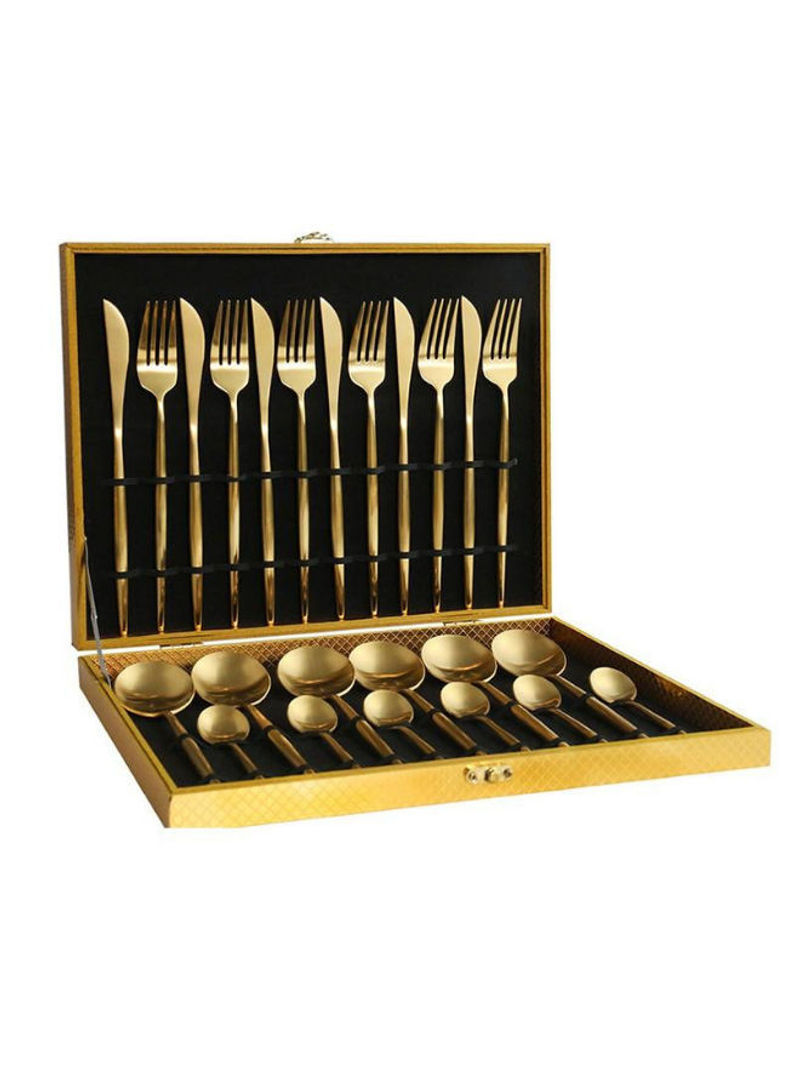 24-Piece Cutlery Set with a High-end Gift Box Golden