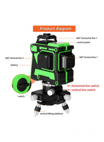 Multifunctional 3D 12 Lines Laser Level Tool Multicolour