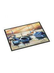 Beach View With Sailboats Indoor/Outdoor Mat Multicolour 24 x 32inch