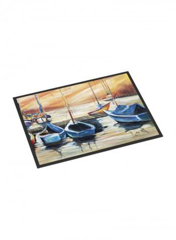 Beach View With Sailboats Indoor/Outdoor Mat Multicolour 24 x 32inch