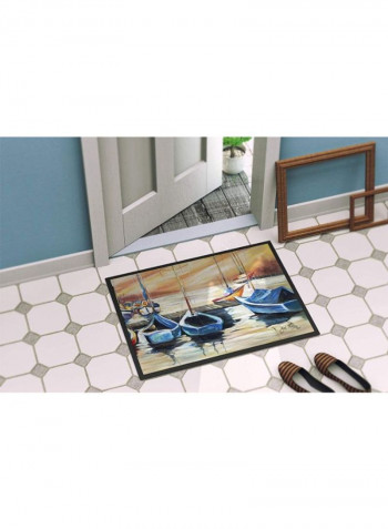 Beach View With Sailboats Indoor/Outdoor Mat Multicolour 24 x 32inch