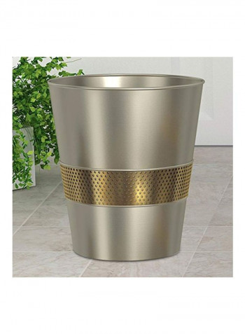 Brushed Wastebasket Silver/Gold 9.8x10.8x9.8inch
