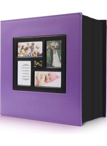 1000 Pockets Leather Photo Album Purple