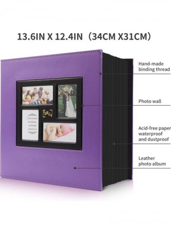1000 Pockets Leather Photo Album Purple