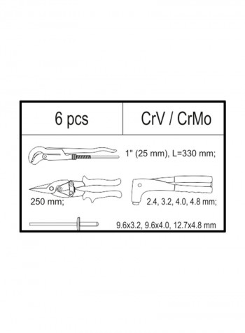 6-Piece Tool Set YT-55478 Black/Red/Silver