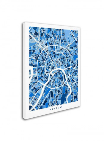 Moscow City Street Map Ii Canvas Wall Art Blue/White 14 x 19inch