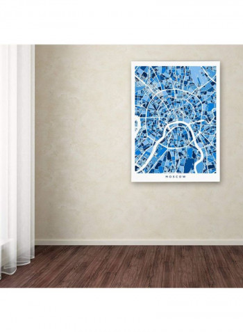 Moscow City Street Map Ii Canvas Wall Art Blue/White 14 x 19inch