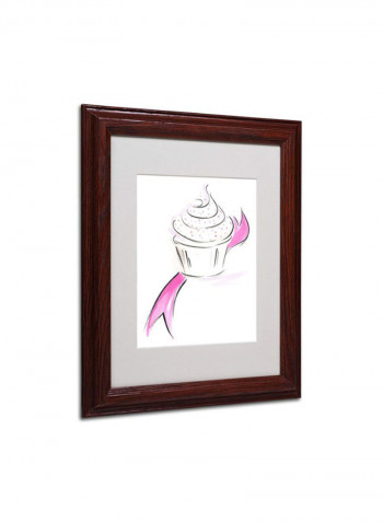 Cupcake 1 Wooden Framed Wall Art White/Pink 11 x 14inch