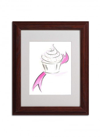Cupcake 1 Wooden Framed Wall Art White/Pink 11 x 14inch