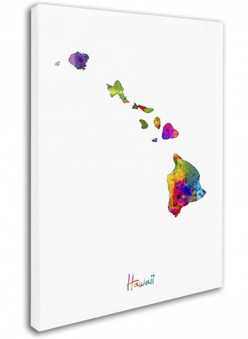 Hawaii Map Canvas Wall Art Multicolour 14 x 19inch