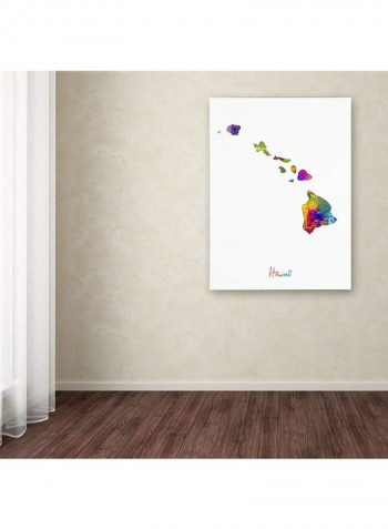 Hawaii Map Canvas Wall Art Multicolour 14 x 19inch