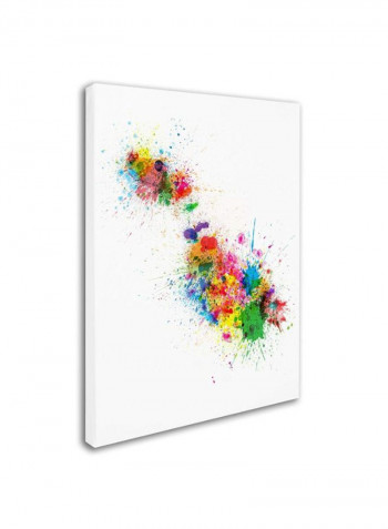 Malta Map Paint Splashes Canvas Wall Art Multicolour 14 x 19inch