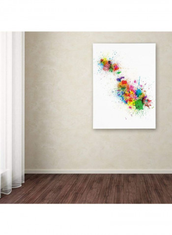 Malta Map Paint Splashes Canvas Wall Art Multicolour 14 x 19inch