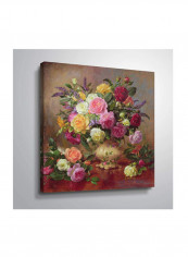 Roses From A Victorian Garden Gallery-Wrapped Canvas Wall Art Multicolour 14 x 14inch