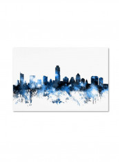 Austin Texas Skyline Ii Canvas Wall Art Blue/Black 12 x 19inch