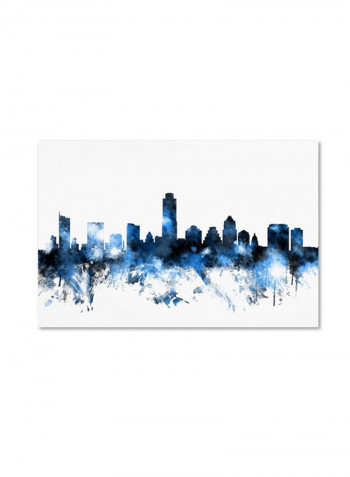 Austin Texas Skyline Ii Canvas Wall Art Blue/Black 12 x 19inch