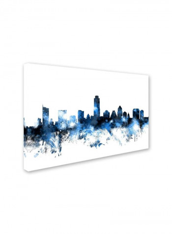Austin Texas Skyline Ii Canvas Wall Art Blue/Black 12 x 19inch
