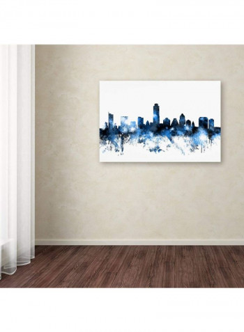 Austin Texas Skyline Ii Canvas Wall Art Blue/Black 12 x 19inch