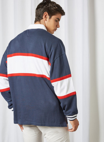 Contrast Panel Rugby Sweatshirt Twilight Navy / Multi