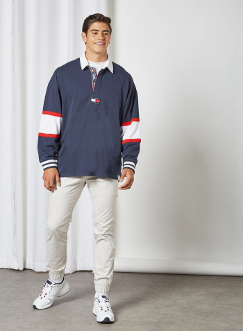 Contrast Panel Rugby Sweatshirt Twilight Navy / Multi