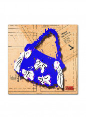 Bow Purse White On Blue Canvas Wall Art Multicolour 14 x 14inch