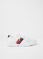 Lightweight Leather Sneakers White/Red/Blue