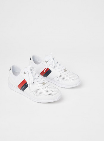 Lightweight Leather Sneakers White/Red/Blue