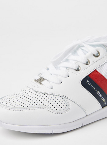 Lightweight Leather Sneakers White/Red/Blue