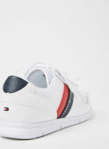 Lightweight Leather Sneakers White/Red/Blue