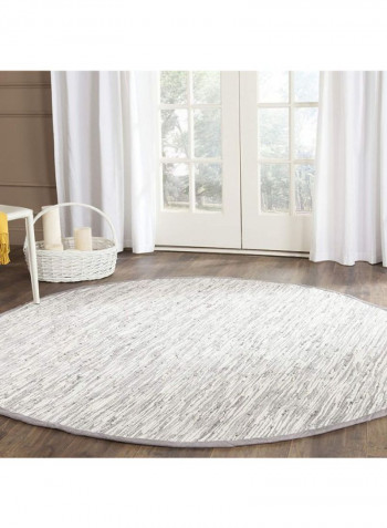 Montauk Collection Handmade Flatweave Cotton Area Rug Grey/Ivory 121.92centimeter