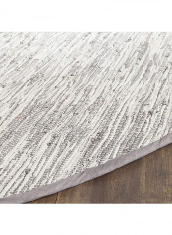 Montauk Collection Handmade Flatweave Cotton Area Rug Grey/Ivory 121.92centimeter