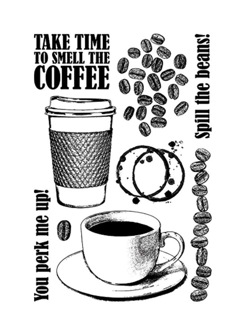 Coffee Time Cling Stamp Set Black/White