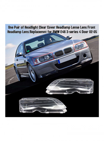One Pair of Front Headlamp Lens Cover Replacement for BMW E46 3-series 02-05