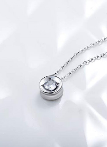 Brass  Zircon Solitaire Bezel Pendant Necklace