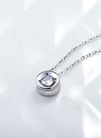 Brass  Zircon Solitaire Bezel Pendant Necklace