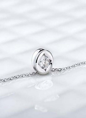 Brass  Zircon Solitaire Bezel Pendant Necklace