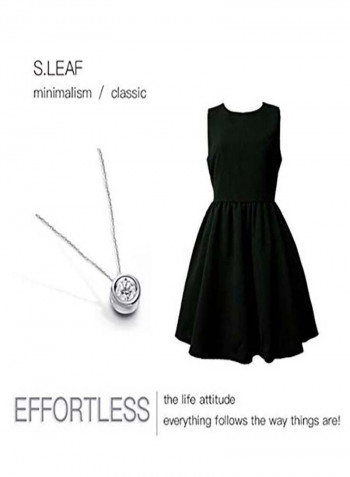 Brass  Zircon Solitaire Bezel Pendant Necklace