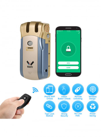 HF-018W WiFi Smart Electronic Smart Door Lock With 2 Remote Controllers Blue/Gold