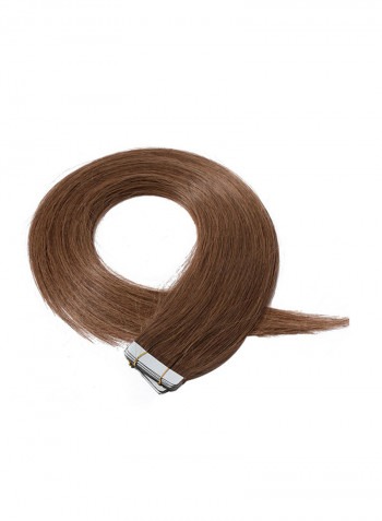 40-Piece Long Straight Human Hair Extension 6 Light Brown 12inch