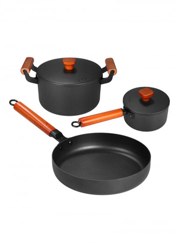 3-Piece Iron Pan Set Black 5854g